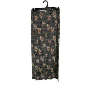 Rafael Floral Print Multicolor Polyester Elastic Waist Midi Skirt Sz M Boho Chic